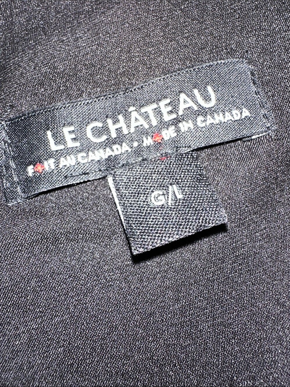 Sz L⭐️New Le Chateau Luxury Line Black Floral Faux Wrap  Dress PTP 20 - Picture 7 of 13